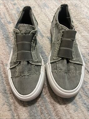 Womens Olive Green Slip-On Canvas Loafers with Elastic Strap